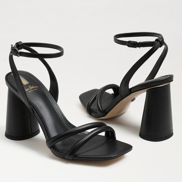 Sam Edelman NEW KIA BLOCK HEEL SANDAL Strappy Black Leather Size 10W - Picture 1 of 9